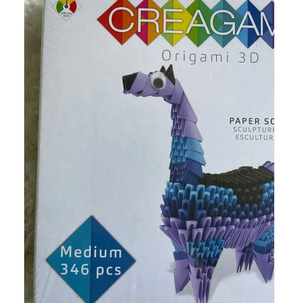 Creagami Origami 3D Paper Sculpture Craft Kit Llama 346 Pcs Brand New in Box